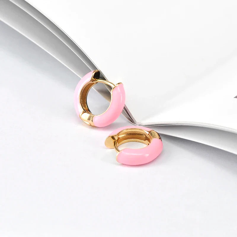 Lussuosa geometria 925 orecchio in argento sterling Ago rosa serie zircone orecchini a cerchio pendenti dolce moda regali di gioielli da sposa
