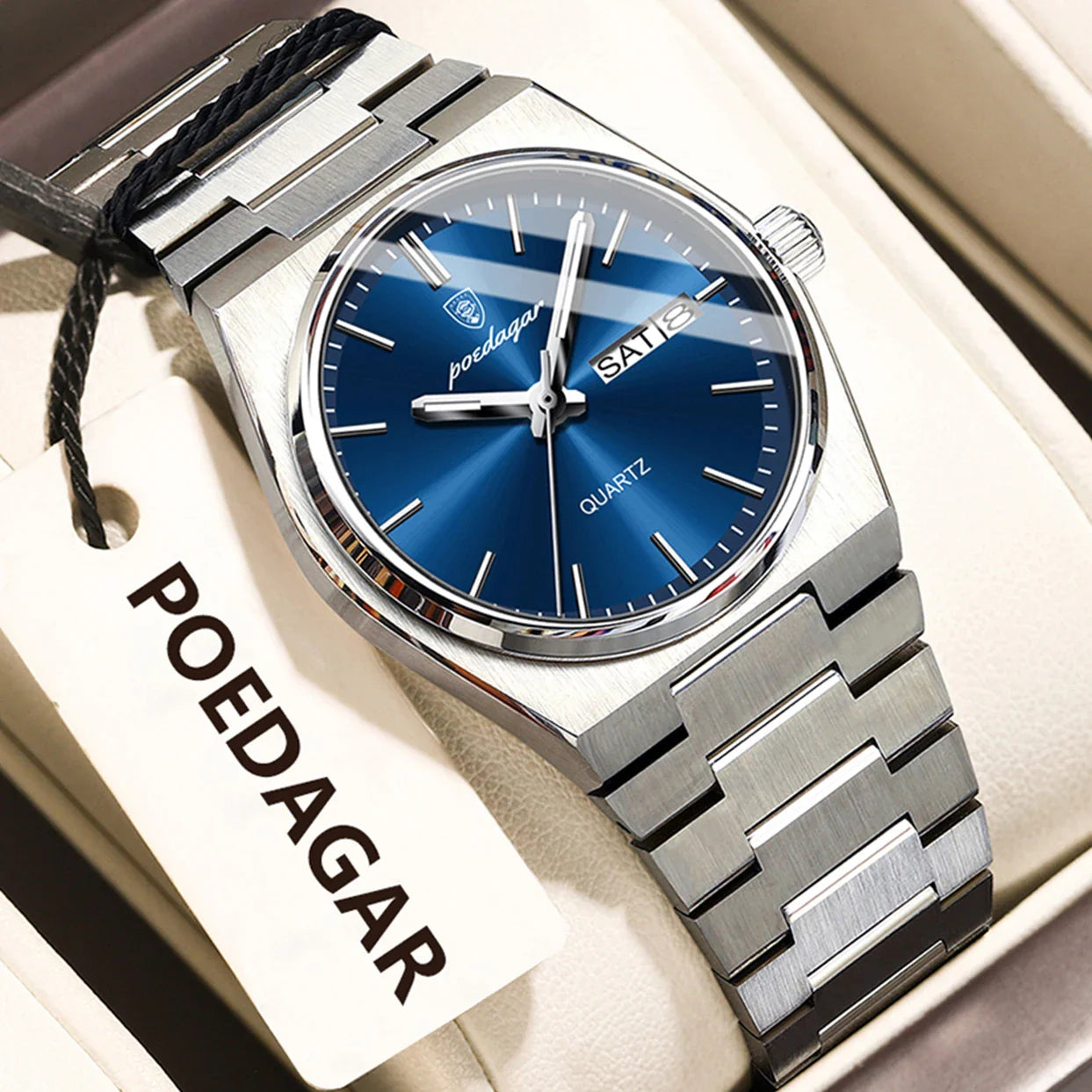 POEDAGAR Orologio da donna alla moda Orologio da polso da donna di lusso luminoso impermeabile in acciaio inossidabile Data settimana Orologi al quarzo da donna Reloj