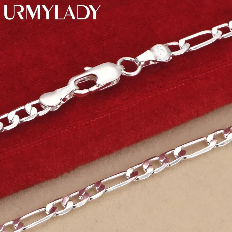 Nobile nuovo arriva 925 sterling silver 4MM catena per uomo donna braccialetto collana set di gioielli signora regali di Natale charms matrimonio