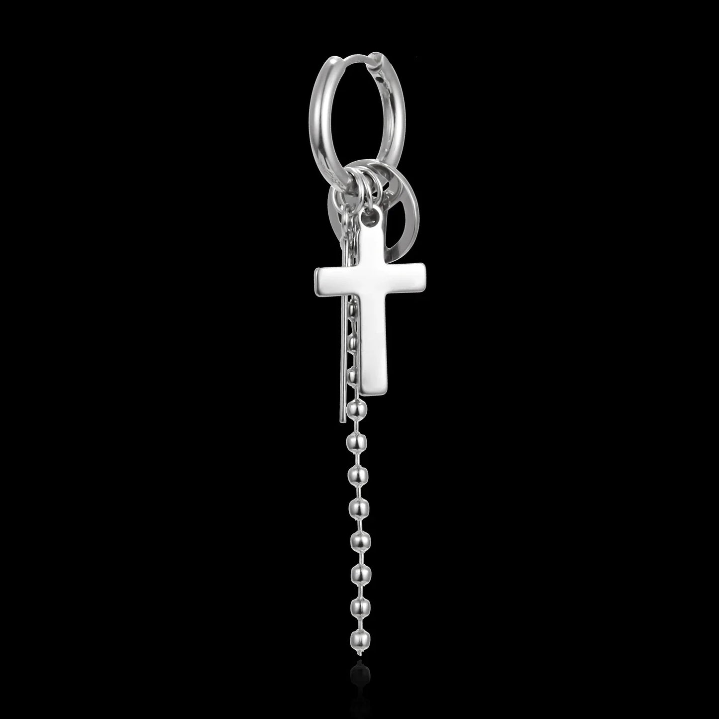 KPOP Orecchini coreani in acciaio inossidabile Donna Uomo Luna Piuma Catena Croce Orecchini punk geometrici Gioielli Hip Hop Unisex