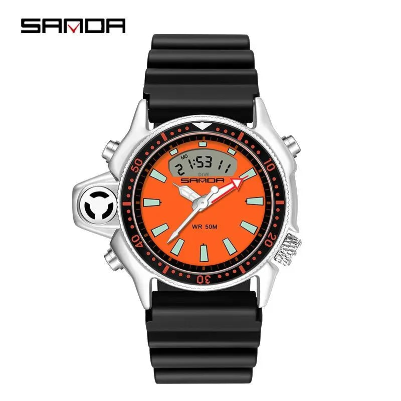 SANDA Sport orologio digitale al quarzo da uomo orologi subacquei creativi orologio da uomo con allarme impermeabile orologio con doppio Display Relogio Masculino
