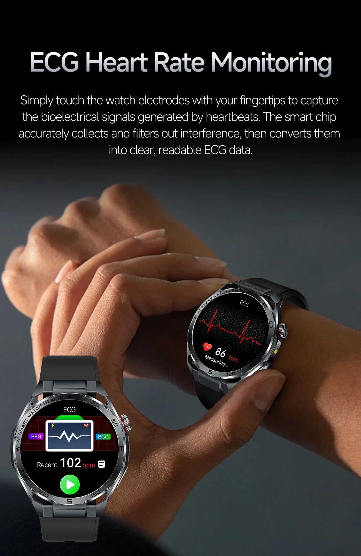Nuovo Smartwatch 2026 con Analisi AI del Grasso Corporeo, ECG+PPG, Acido Urico, Pressione Sanguigna, Ossigeno nel Sangue, Chiamate, Schermo AMOLED per Uomini e Donne