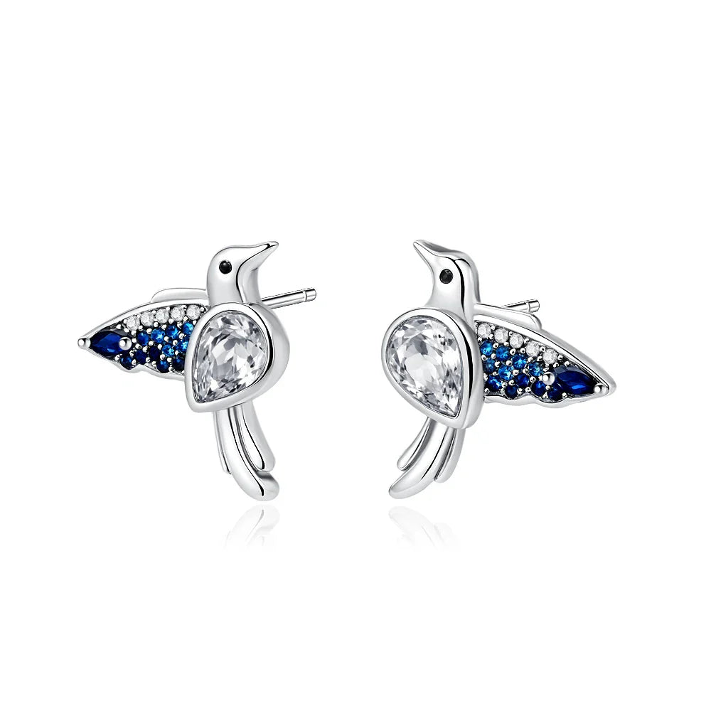 2025 Orecchini a cerchio in cristallo per le donne Orecchini gioielli Farfalla rosa Bule Moon Star Orecchini originali in argento sterling 925