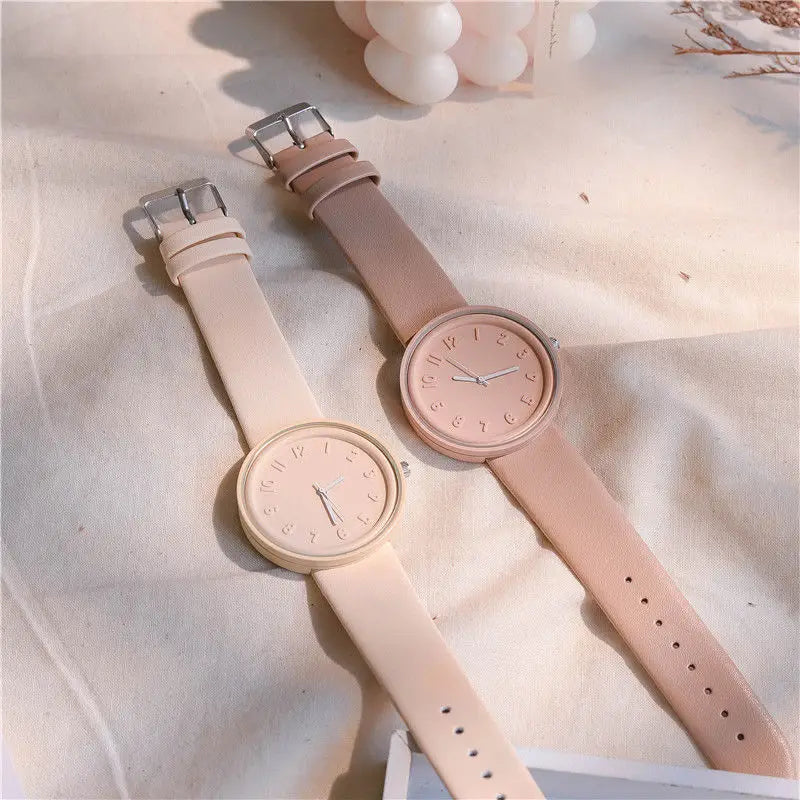 Simple Fashion Makaron Simple Women Watch Ins High Beauty Student uomo e donna Style Round Leisure Vintage orologio da polso al quarzo