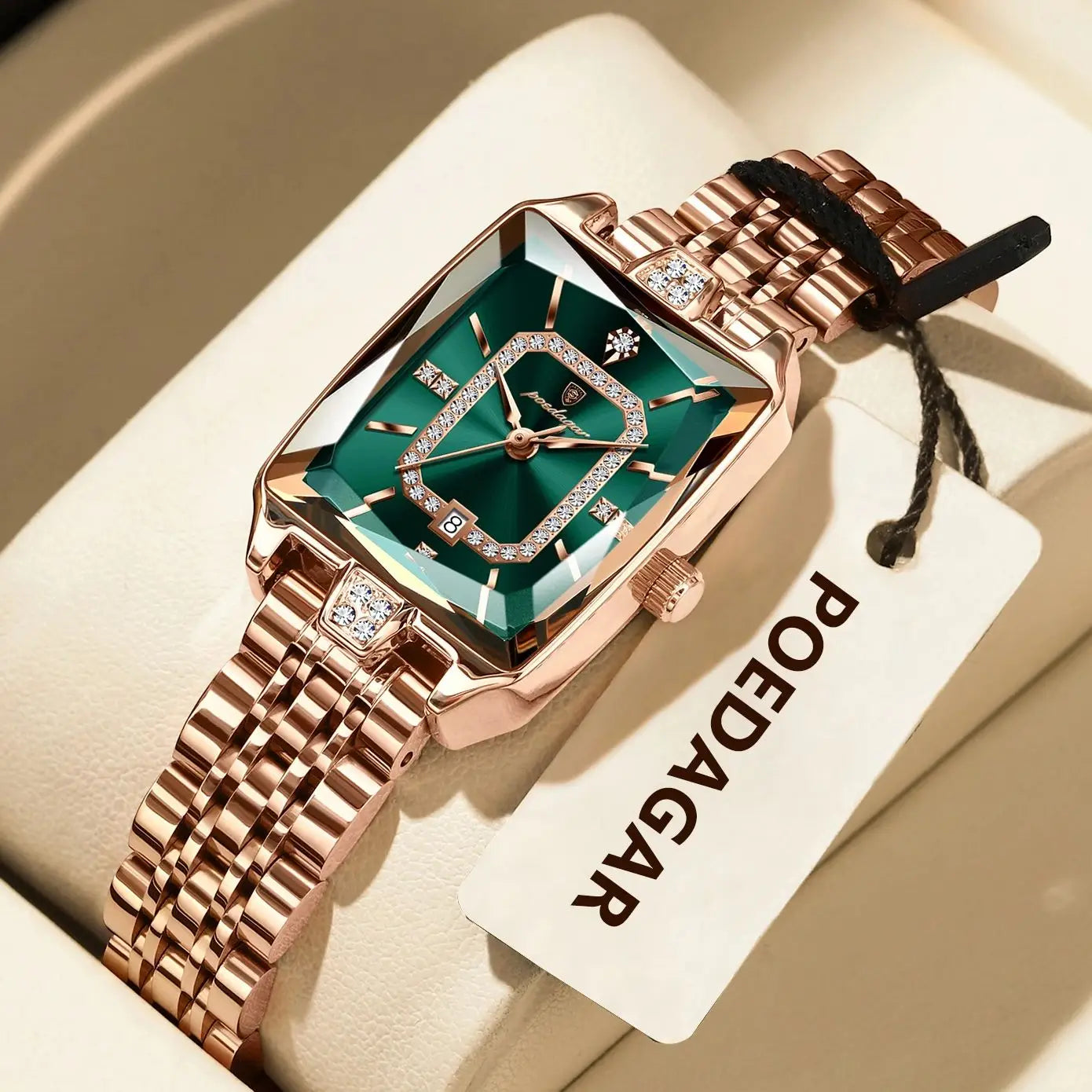 POEDAGAR Orologio da donna di lusso Impermeabile Data Orologio da polso da donna casual di alta qualità Orologio da donna elegante al quarzo in acciaio inossidabile