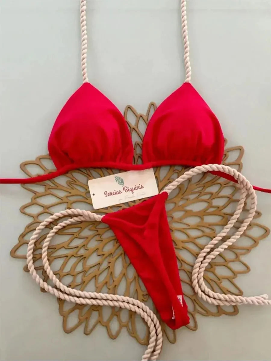 Micro Bikini 2026 Costume da bagno donna Nuovo costume da bagno sexy Halter Bikini Set brasiliano Biquini Perizoma femminile Beachwear Party Wear