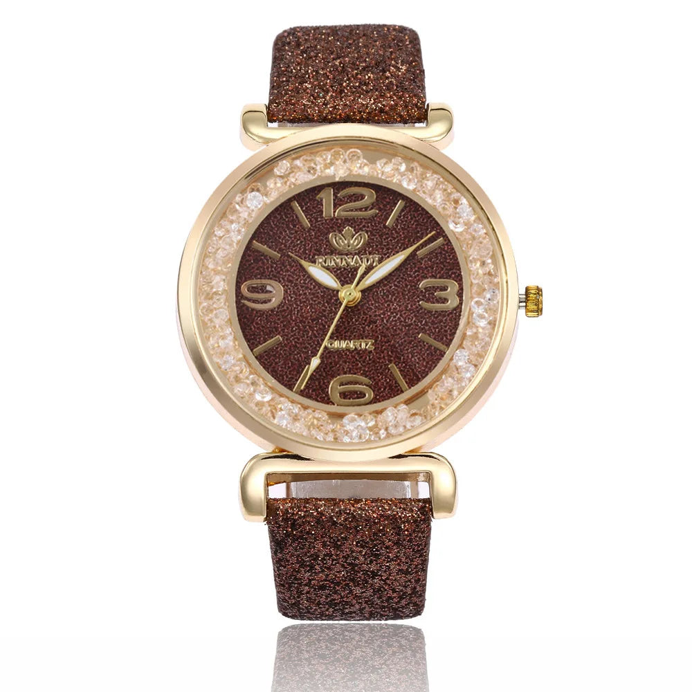 Orologio da donna di marca di lusso Orologio da polso al quarzo da donna con cassa rotonda Orologi da donna Orologio da festival Regalo di San Valentino