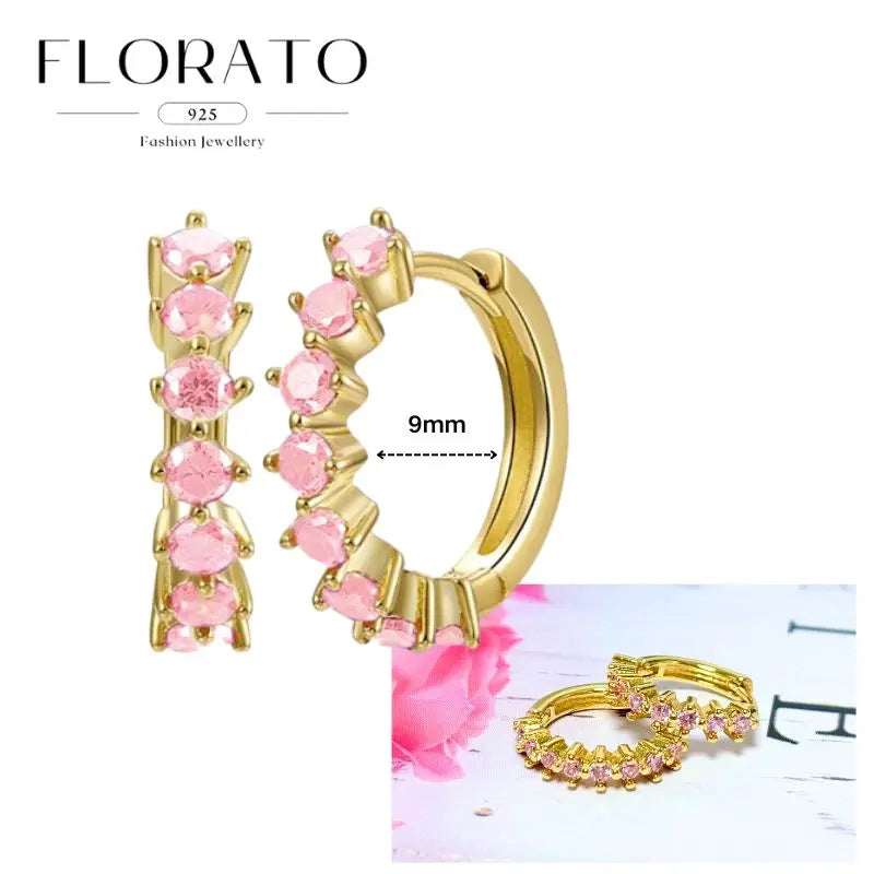 Lussuosa geometria 925 orecchio in argento sterling Ago rosa serie zircone orecchini a cerchio pendenti dolce moda regali di gioielli da sposa