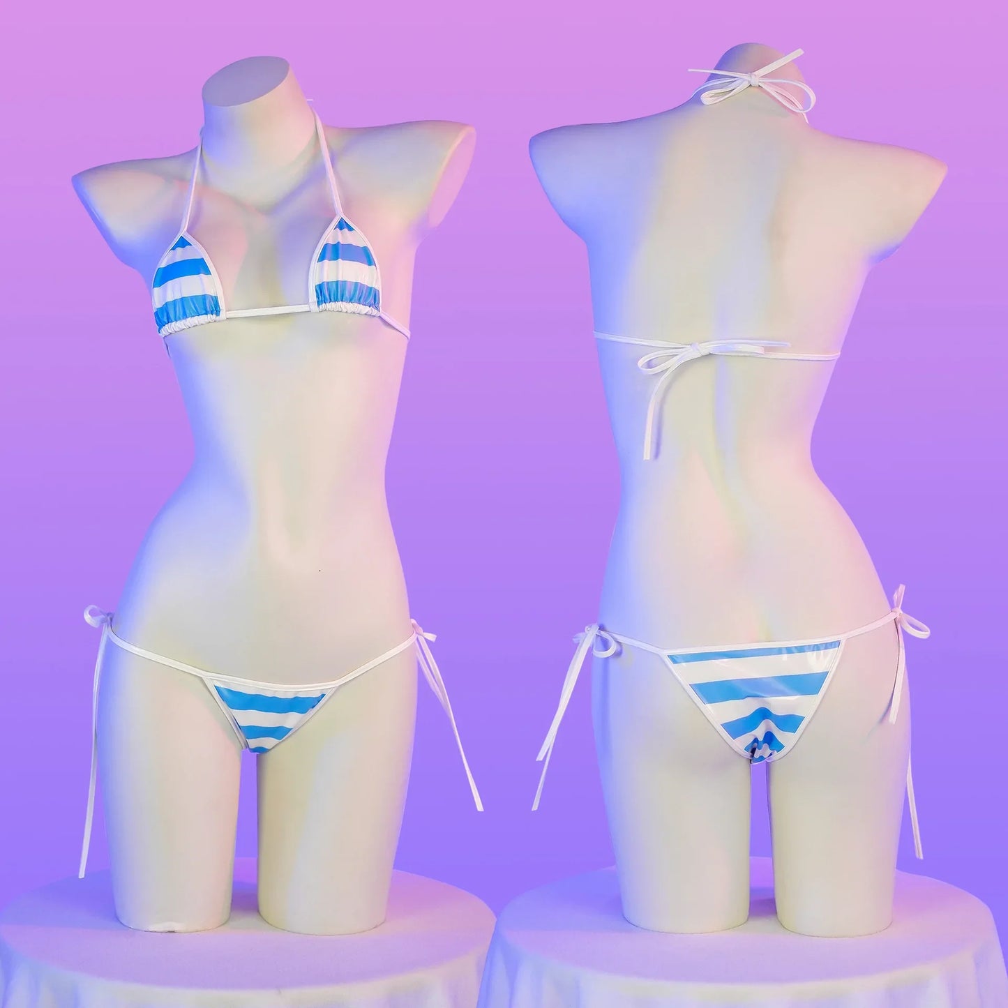 Set bikini in pelle con stampa a strisce classiche Nuovo costume da bagno sexy con fasciatura Costumi da bagno donna Costumi da bagno estivi Costume da bagno taglio alto