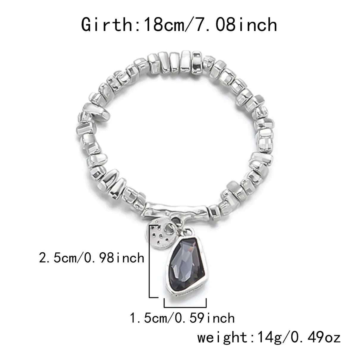 Set di bracciali con collana con pendente in cristallo grigio irregolare semplice barocco Set di gioielli con perline color argento estetico delicato per donna uomo