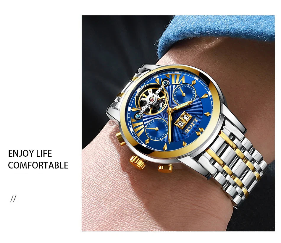 Orologi da Polso Meccanici Automatici LIGE 2026 per Uomo, Marca di Lusso, Orologio da Uomo con Tourbillon, Moda Business, Impermeabile