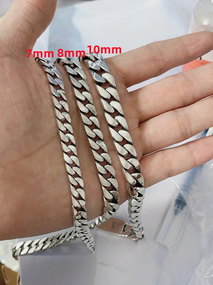 100% S925 Collana in argento sterling Bracciale Punk S925 Gioielli in argento Non sbiadisce mai Carry certificato Uomo Donna Gioielli Regali