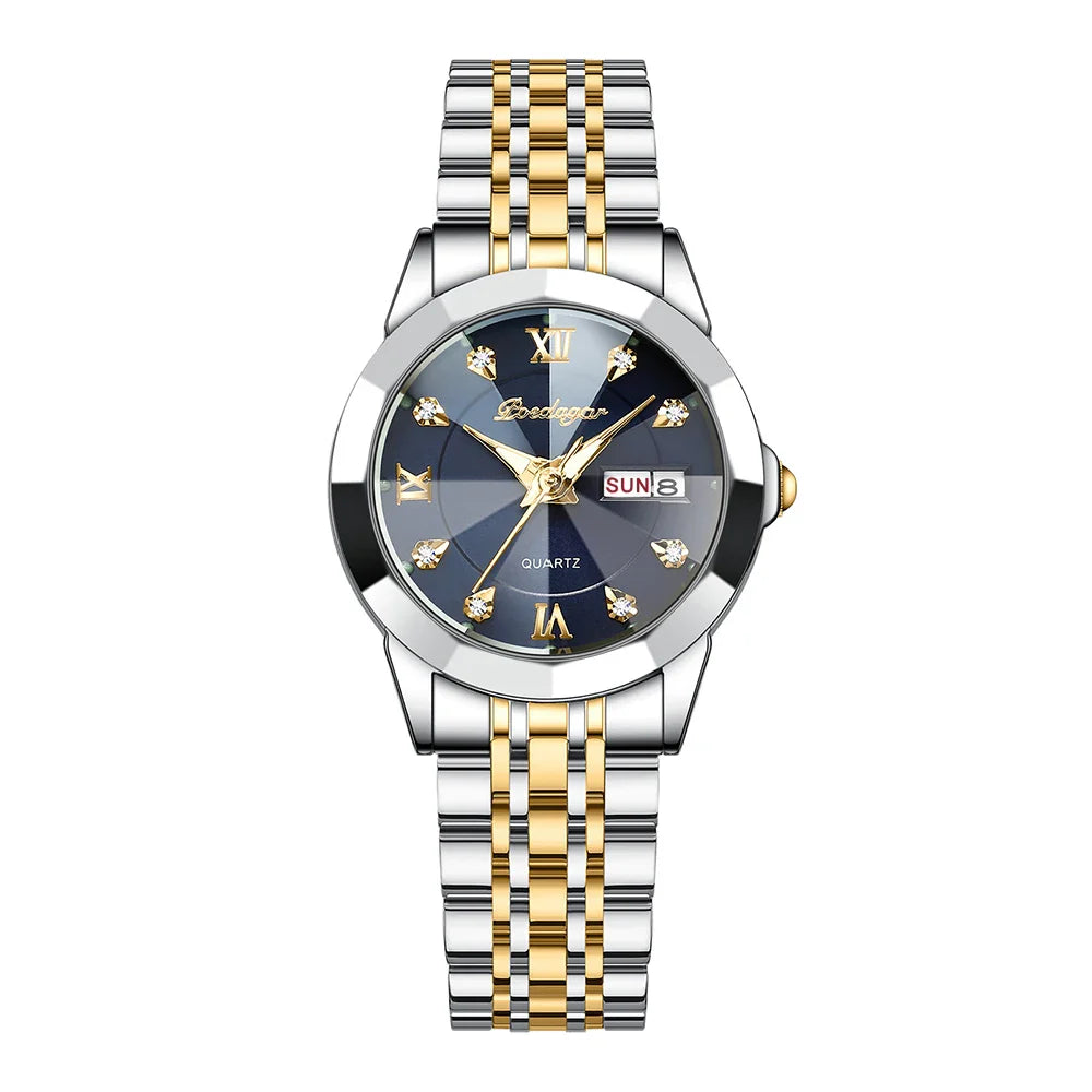 POEDAGAR orologi da donna di marca di lusso impermeabile luminoso data settimana orologio al quarzo per donna orologio da donna di moda in acciaio inossidabile