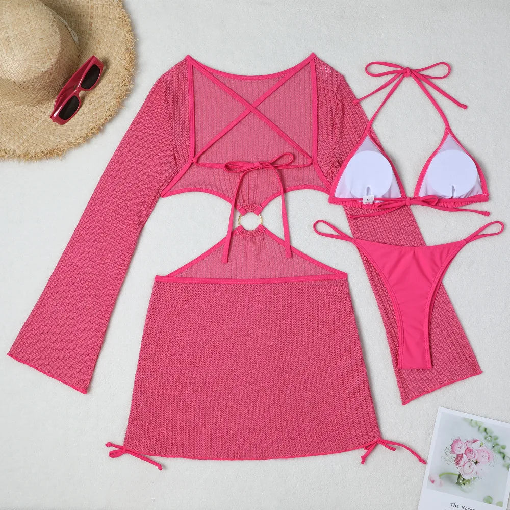 2026 Bikini sexy Costumi da bagno femminili Costumi da bagno a tre pezzi da donna Costumi da bagno da spiaggia Costumi da bagno Bikini brasiliano Set Bagnante da piscina