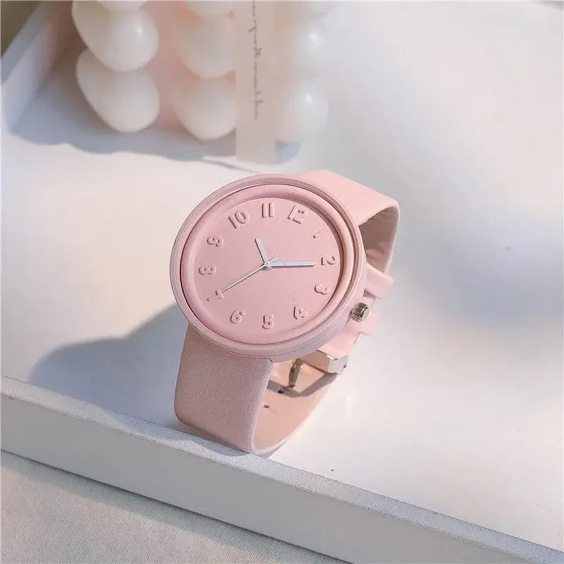 Simple Fashion Makaron Simple Women Watch Ins High Beauty Student uomo e donna Style Round Leisure Vintage orologio da polso al quarzo