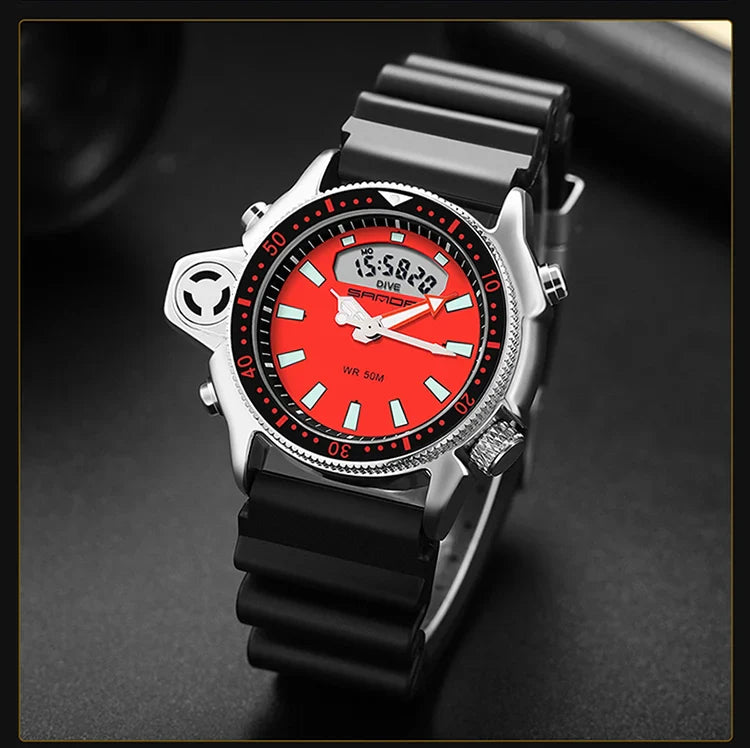 SANDA Sport orologio digitale al quarzo da uomo orologi subacquei creativi orologio da uomo con allarme impermeabile orologio con doppio Display Relogio Masculino