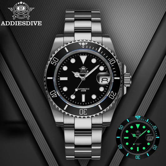 ADDIESDIVE Orologio automatico da uomo di lusso 8215 Orologio meccanico BGW9 Orologio da sub in vetro zaffiro luminoso Orologio analogico da uomo AD2503