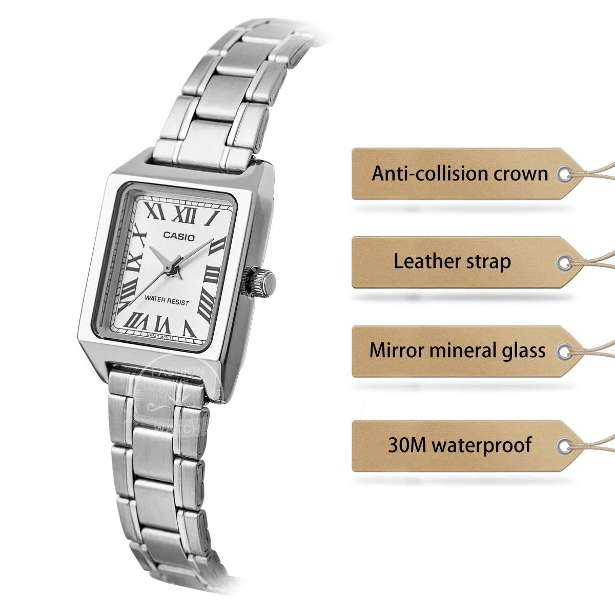 Orologio Casio da donna set di lusso delle migliori marche Orologio da donna al quarzo impermeabile 30 m Forma tonneau Acciaio inossidabile Ste reloj mujer LTP-V007D-