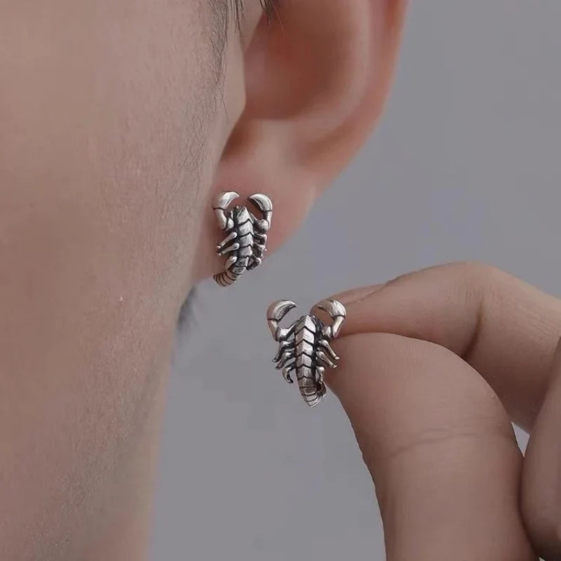 Buyee 925 Sterling Silver unico orecchino carino scorpione animale orecchino per donna uomo moda Punk Fine Jewelry orecchino