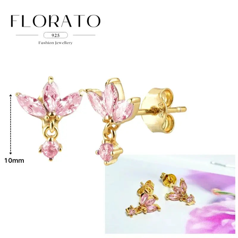 Lussuosa geometria 925 orecchio in argento sterling Ago rosa serie zircone orecchini a cerchio pendenti dolce moda regali di gioielli da sposa