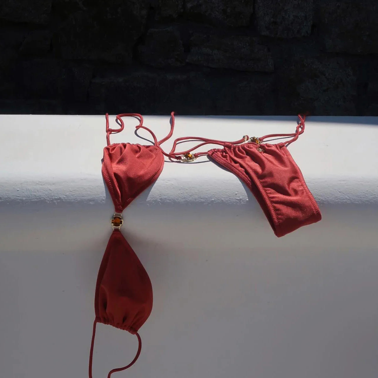 Diamond Bikini 2025 Costume da bagno donna sexy Costumi da bagno femminili Micro bikini Set costume da bagno a fascia Beachwear Rosso brasiliano Biquini