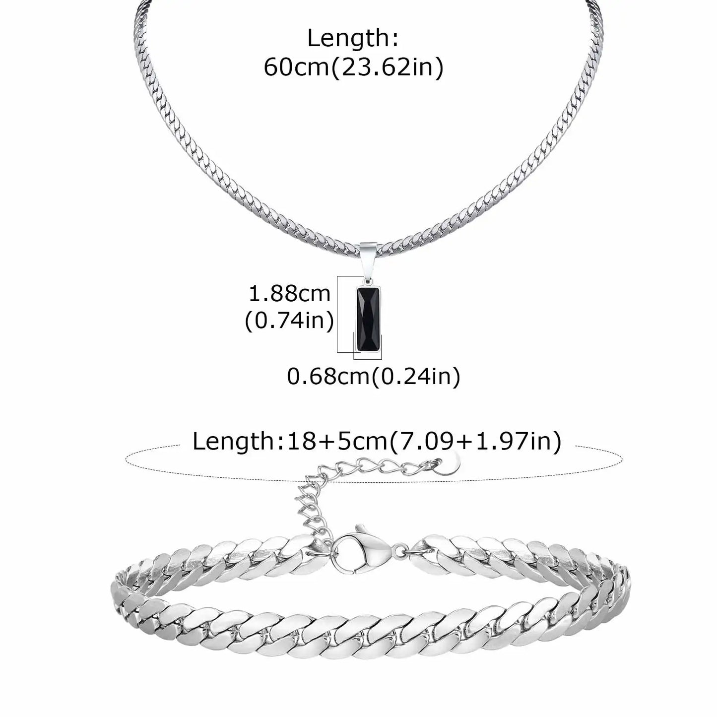 Vnox Set di 2 Pezzi Collana con Ciondolo e Bracciale da Uomo, Set di Gioielli in Acciaio Inossidabile Colore Nero Oro Argento, Regali di Gioielleria alla Moda