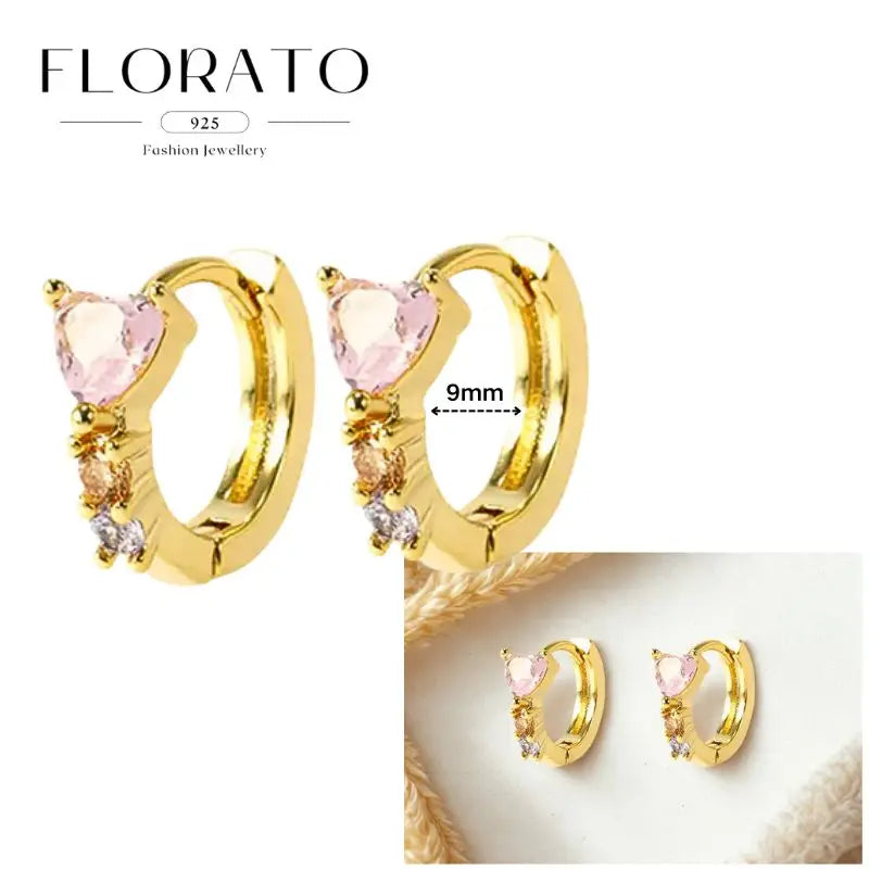 Lussuosa geometria 925 orecchio in argento sterling Ago rosa serie zircone orecchini a cerchio pendenti dolce moda regali di gioielli da sposa