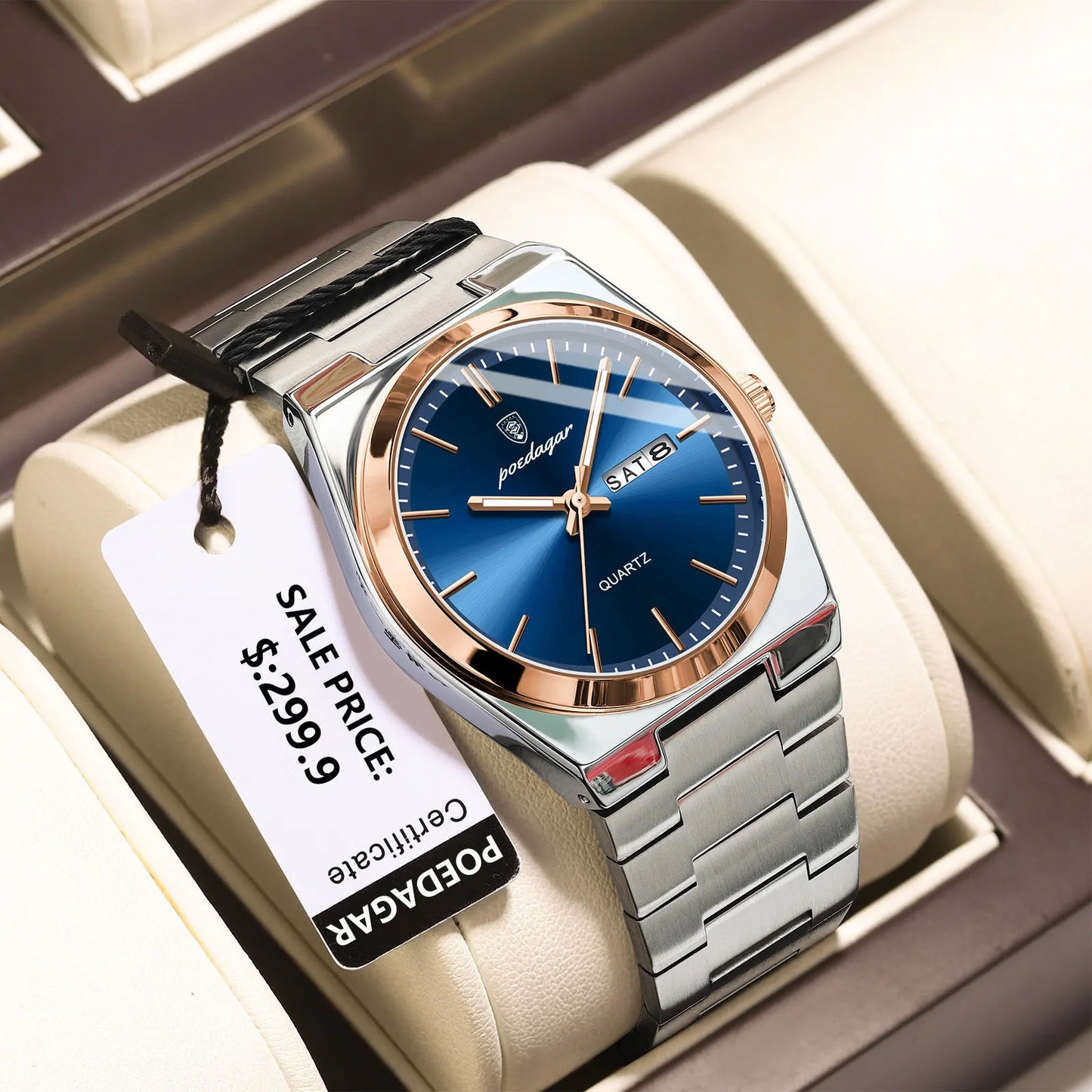POEDAGAR Orologi da uomo di lusso Impermeabile luminoso Data Settimana Orologio da uomo in acciaio inossidabile Moda casual Orologio da polso da uomo al quarzo Reloj