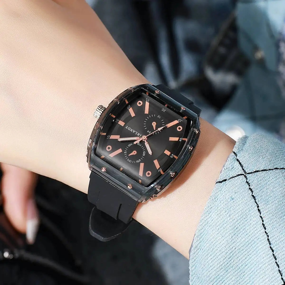 Orologi da donna alla moda Orologi da polso al quarzo da donna con cinturino in silicone casual per ragazze Orologio Reloj Mujer (senza scatola)