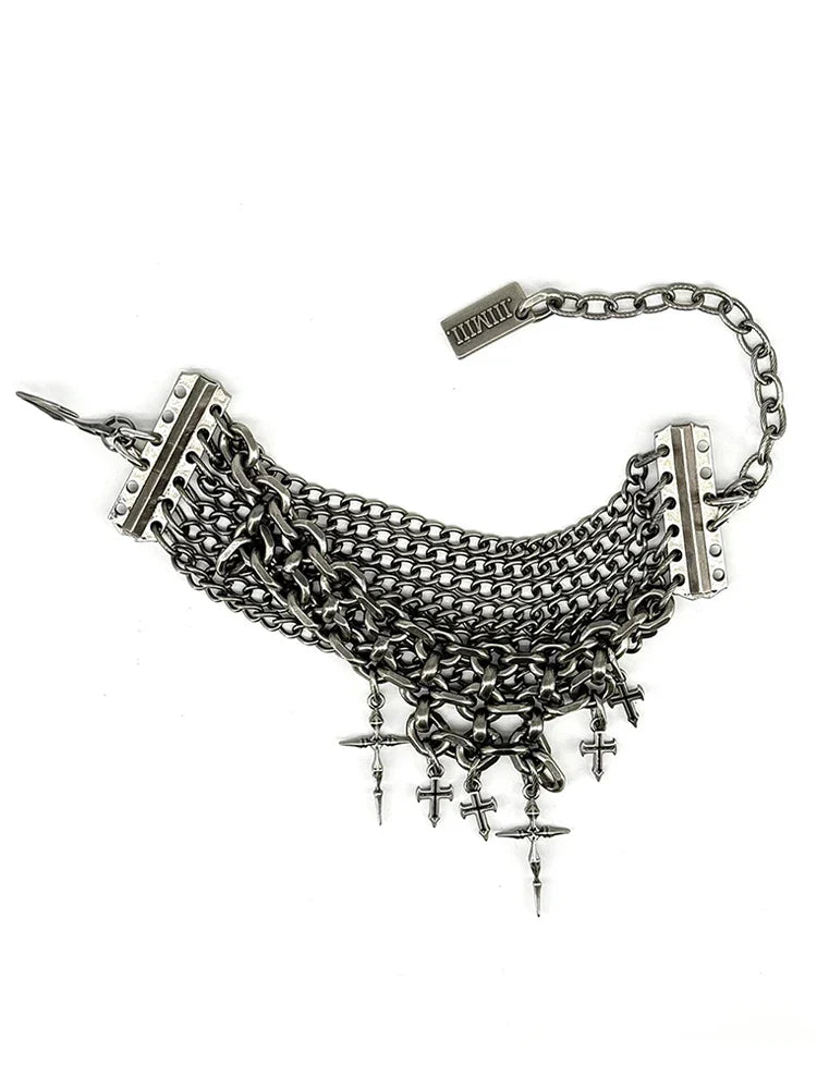 Set di Gioielli Punk Rock per Donne e Uomini, Collane e Anelli con Ciondolo a Croce Gotica, Collezione di Accessori Gioiello Audaci