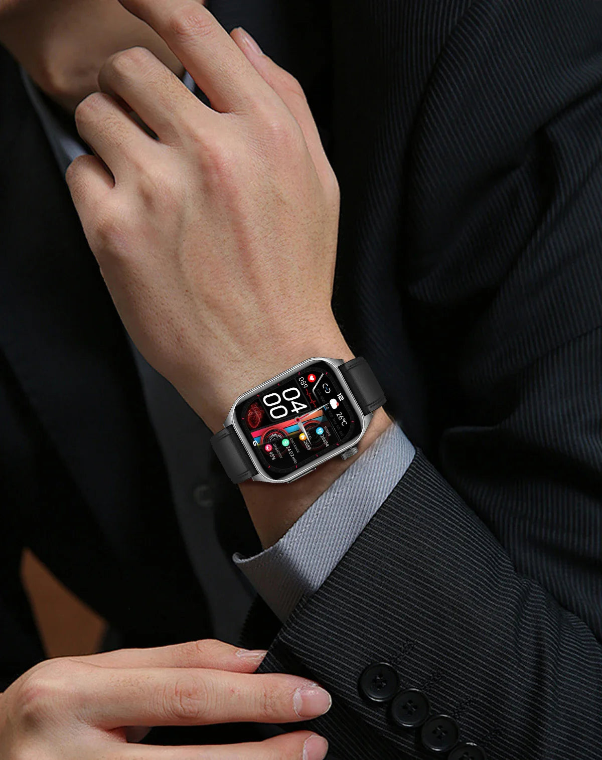 2026 Nuovo 650nm Terapia Laser Grassi nel sangue Acido urico Pressione sanguigna Smart Watch ECG + PPG Preciso Monitor di salute Smartwatch per gli uomini