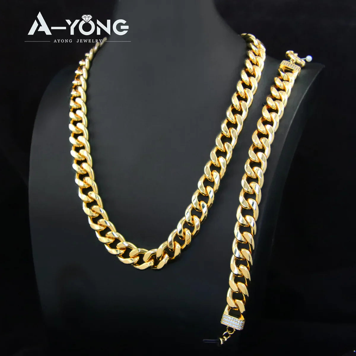 Set di gioielli Hip Hop di lusso placcato oro 21k Dubai Fashoin Collana a catena cubana Arabo Donna Uomo Punk Evento Gioielli per feste