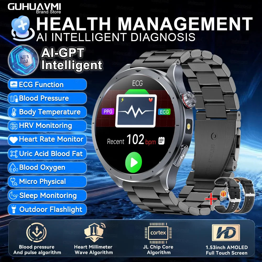 Nuovo Smartwatch 2026 per Analisi del Grasso Corporeo, ECG+PPG, Acido Urico, Pressione Sanguigna, Ossigeno nel Sangue, Orologio con Chiamate per Uomini e Donne