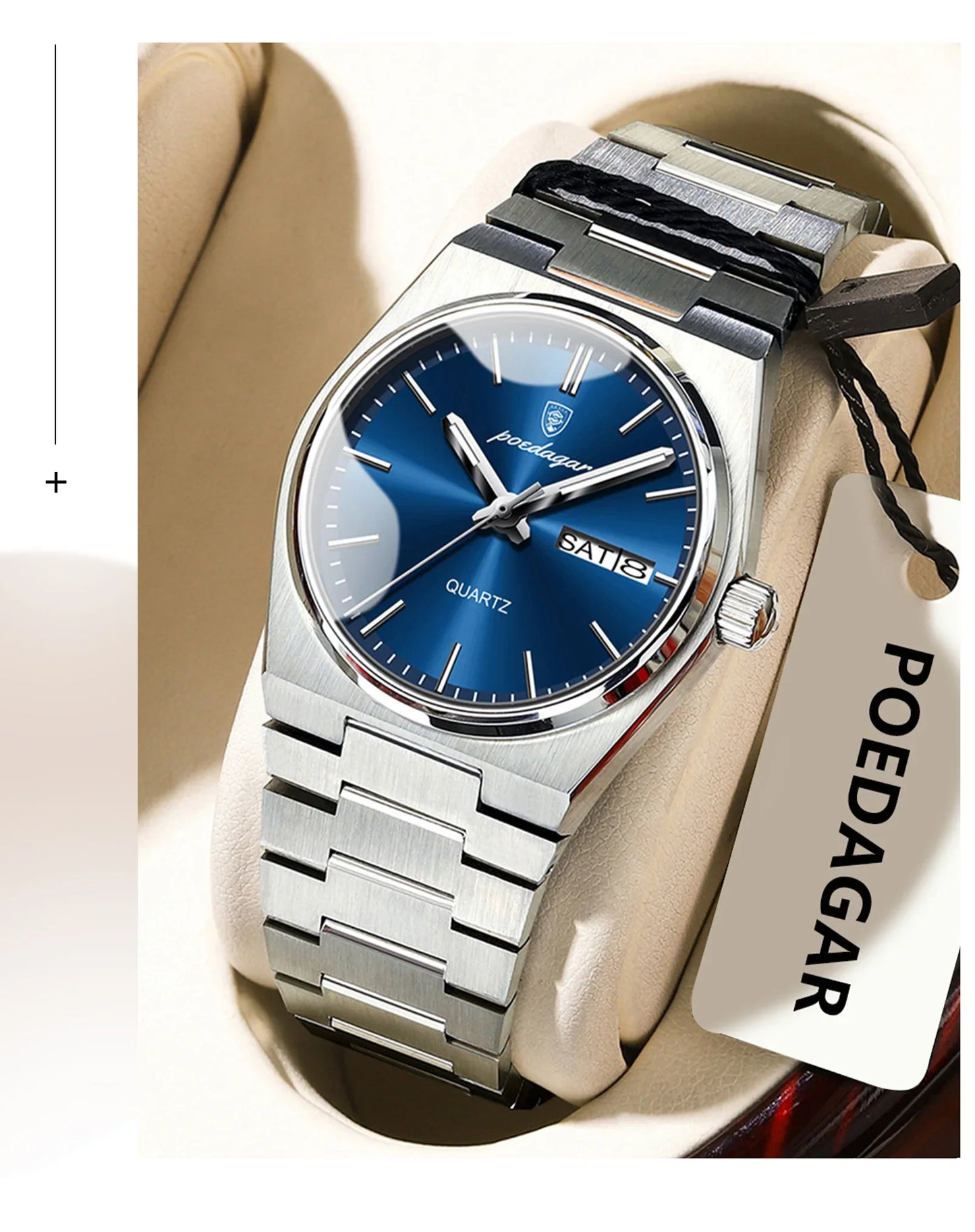 POEDAGAR Top squisito orologio da polso da donna impermeabile al quarzo luminoso orologio da donna casual data settimana orologi da donna in acciaio inossidabile