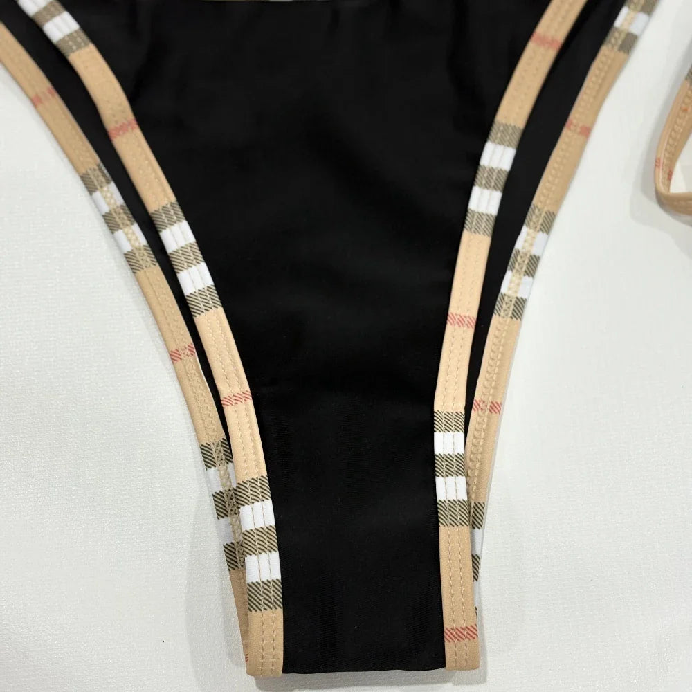 Set Bikini di Lusso a Righe con Halter per Donne, Costume da Bagno Sexy a Due Pezzi, Abbigliamento da Spiaggia alla Moda
