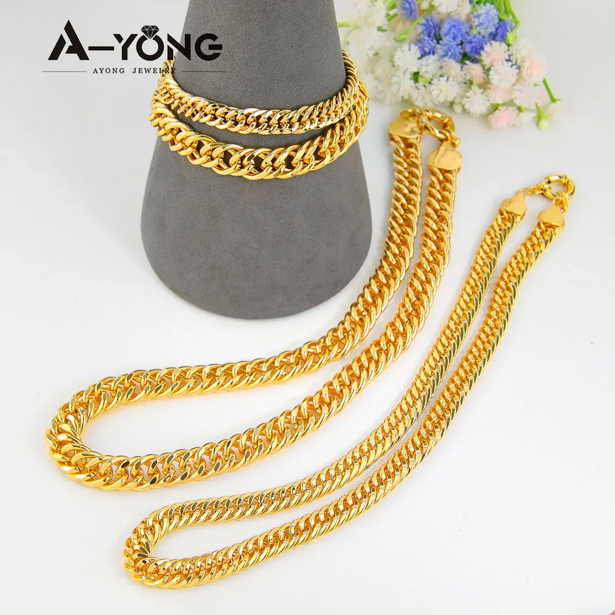 Set di gioielli Hip Hop di lusso placcato oro 21k Dubai Fashoin Collana a catena cubana Arabo Donna Uomo Punk Evento Gioielli per feste