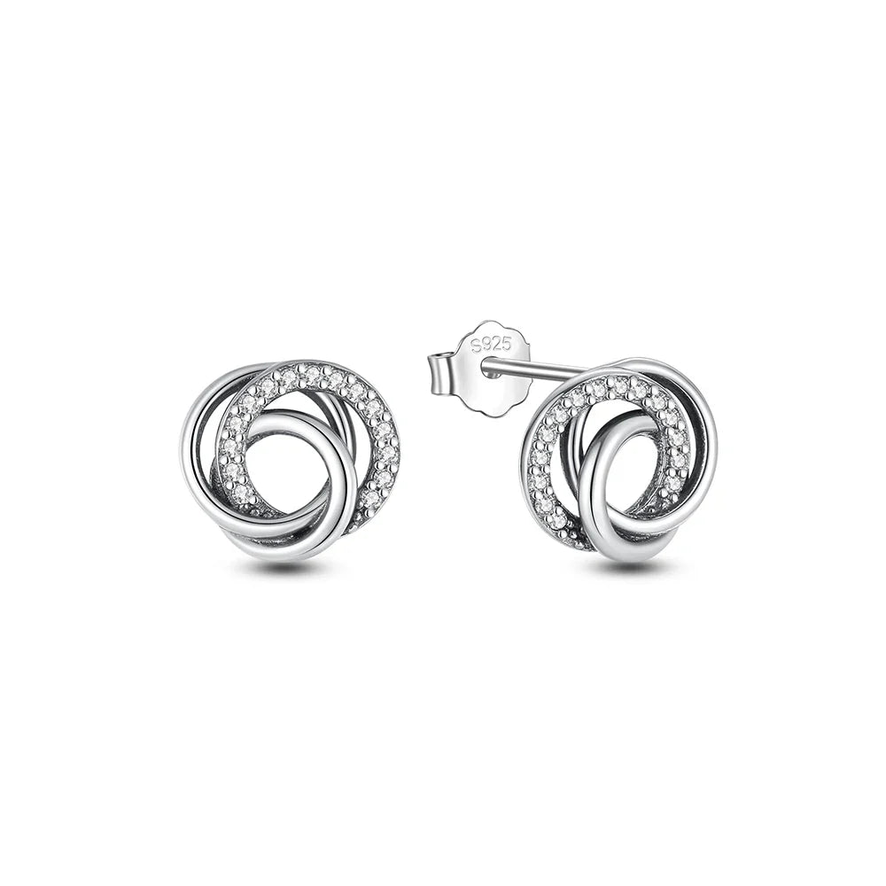 Orecchini Originali in Argento Sterling 925, Modello 2026, a Perno e a Cerchio con Cristalli, per Donna, in Oro Rosa, con Corona, Cuore, Infinito, Ape, Gioielli