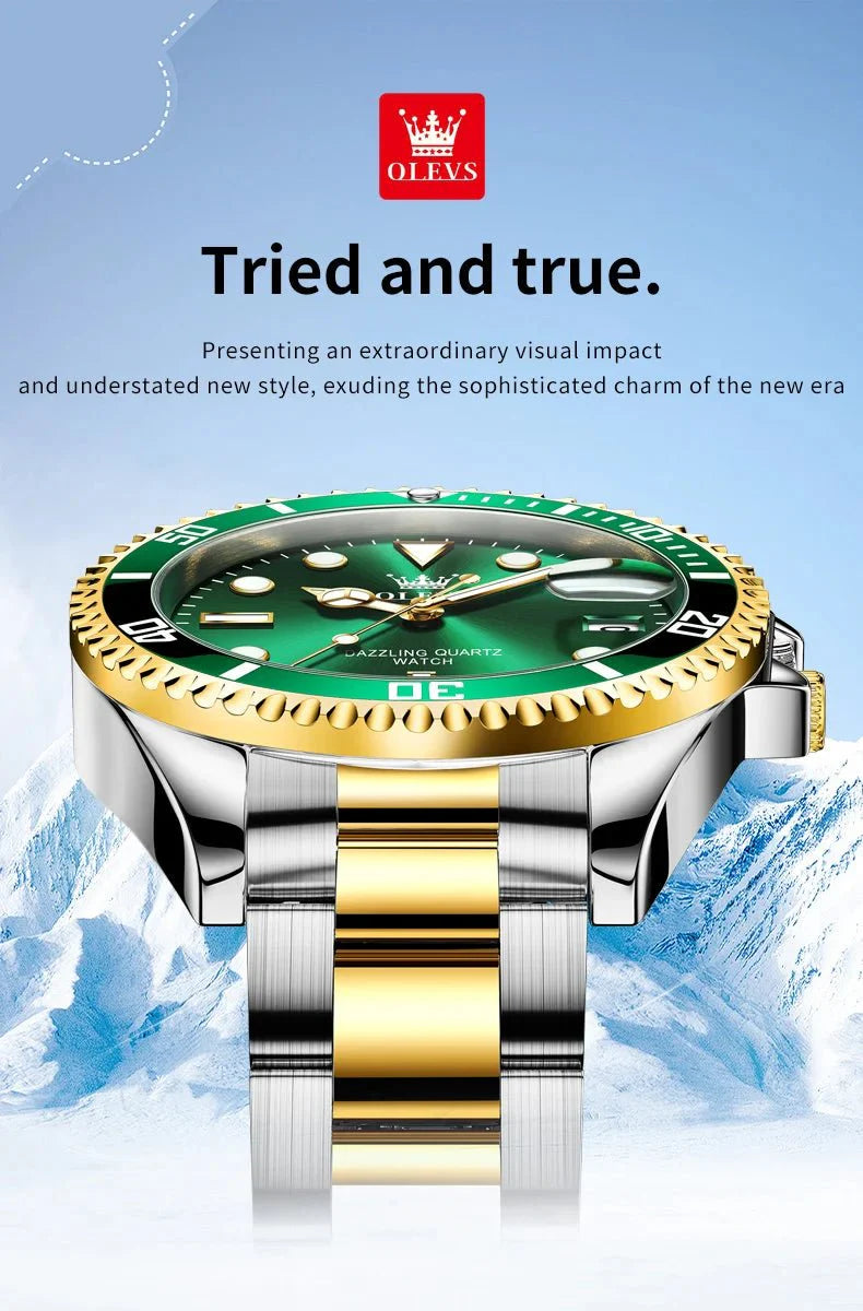 OLEVS 5885 Orologio da uomo Orologio al quarzo impermeabile di marca originale Cinturino in acciaio inossidabile Data automatica Orologi da regalo da uomo per uomo