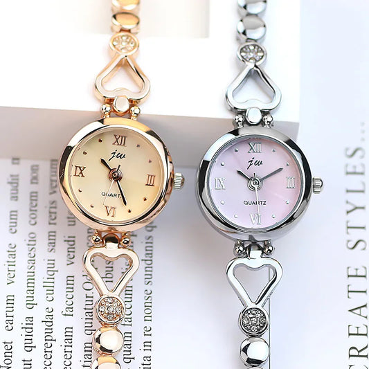 Orologio da polso da donna Orologio da polso di lusso da donna in argento rosa oro squisito con strass Orologio Relogio al quarzo femminile alla moda semplice