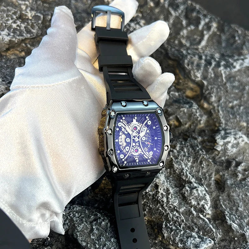 Orologio da uomo leggero marchio di lusso quadrante barile di vino orologio sportivo alla moda con bagliore notturno orologio calendario Reloj L146