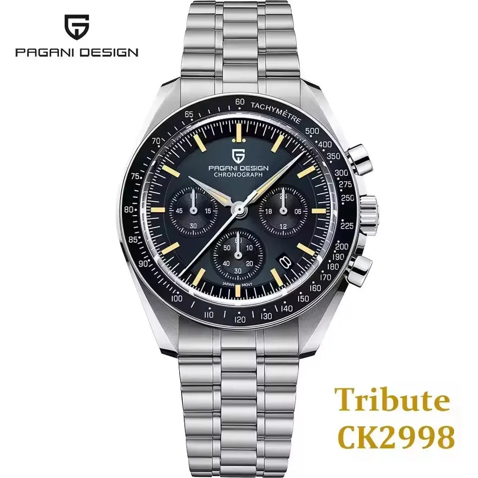 PAGANI DESIGN 500 Orologio da Uomo di Lusso con Cronografo Sportivo, Quadrante Tondo, Vetro Zaffiro AR, Movimento Giapponese, Acciaio 316L, Luminoso