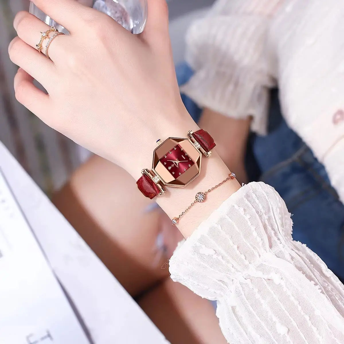 POEDAGAR Orologio da donna di alta qualità Orologi al quarzo in pelle impermeabile per donna Orologio da polso da donna casual di moda di lusso regalo Reloj