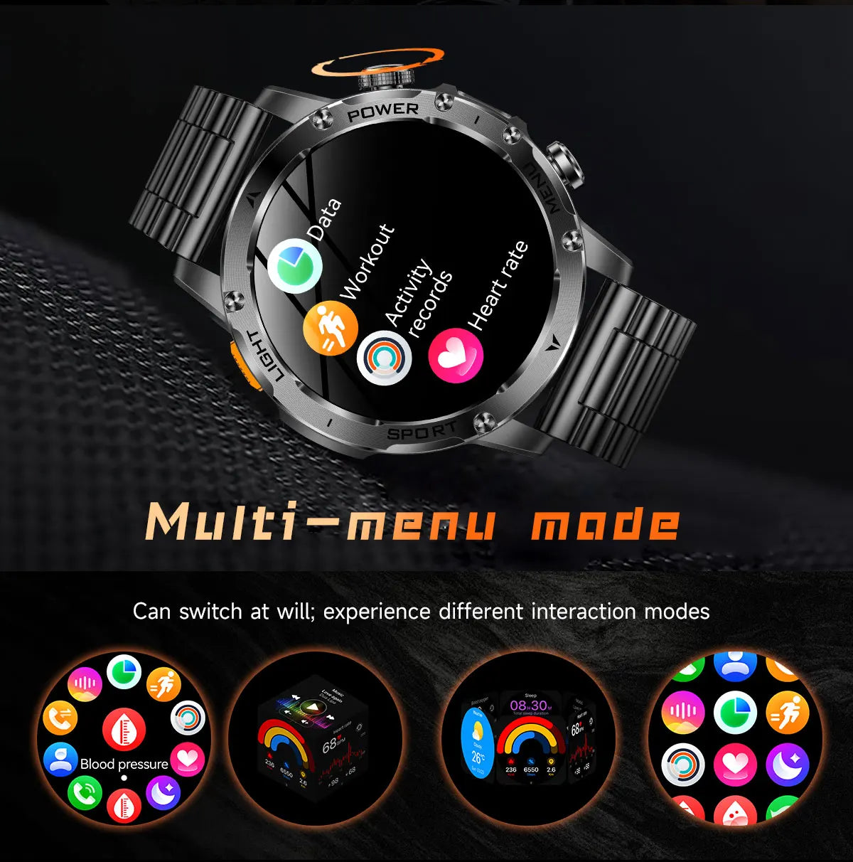2025 Uomini Schermo AMOLED da 1,7 pollici Astuto Della Vigilanza 1000mAh Batteria Frequenza Cardiaca Chiamata Bluetooth NFC GPS Tracker Sport Fitness Orologi Nuovo