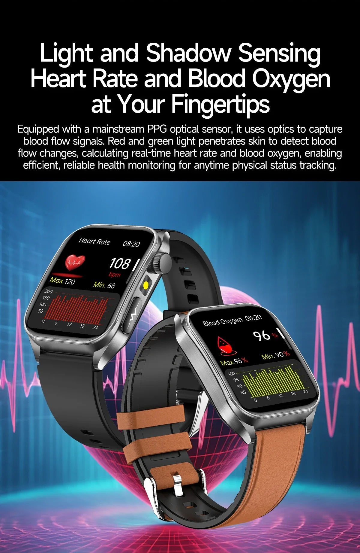 2026 Nuovo 650nm Terapia Laser Grassi nel sangue Acido urico Pressione sanguigna Smart Watch ECG + PPG Preciso Monitor di salute Smartwatch per gli uomini