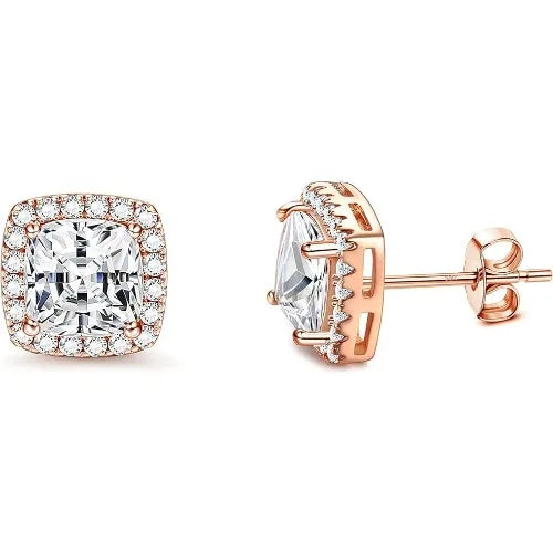 Drperfect Orecchini in argento con zirconi cubici per donna Uomo Orecchini a bottone delicati ipoallergenici placcati in oro 14 carati