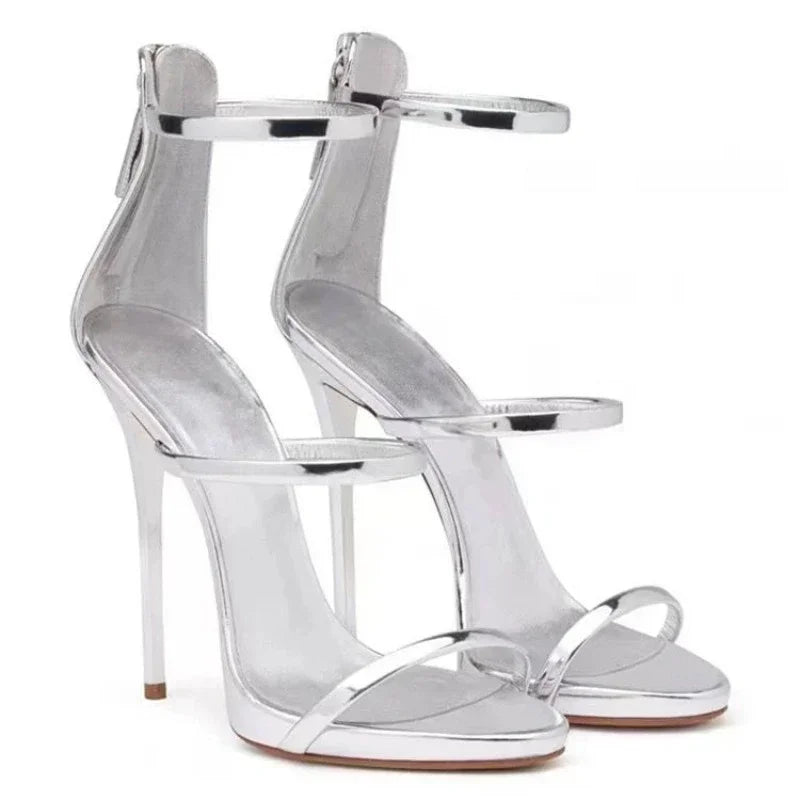 2025 New Luxury Womens Shoes Summer Sexy Stiletto High Heel Pumps Fashion High-quality Banquet Zipper Strap High Sandals Zapatos