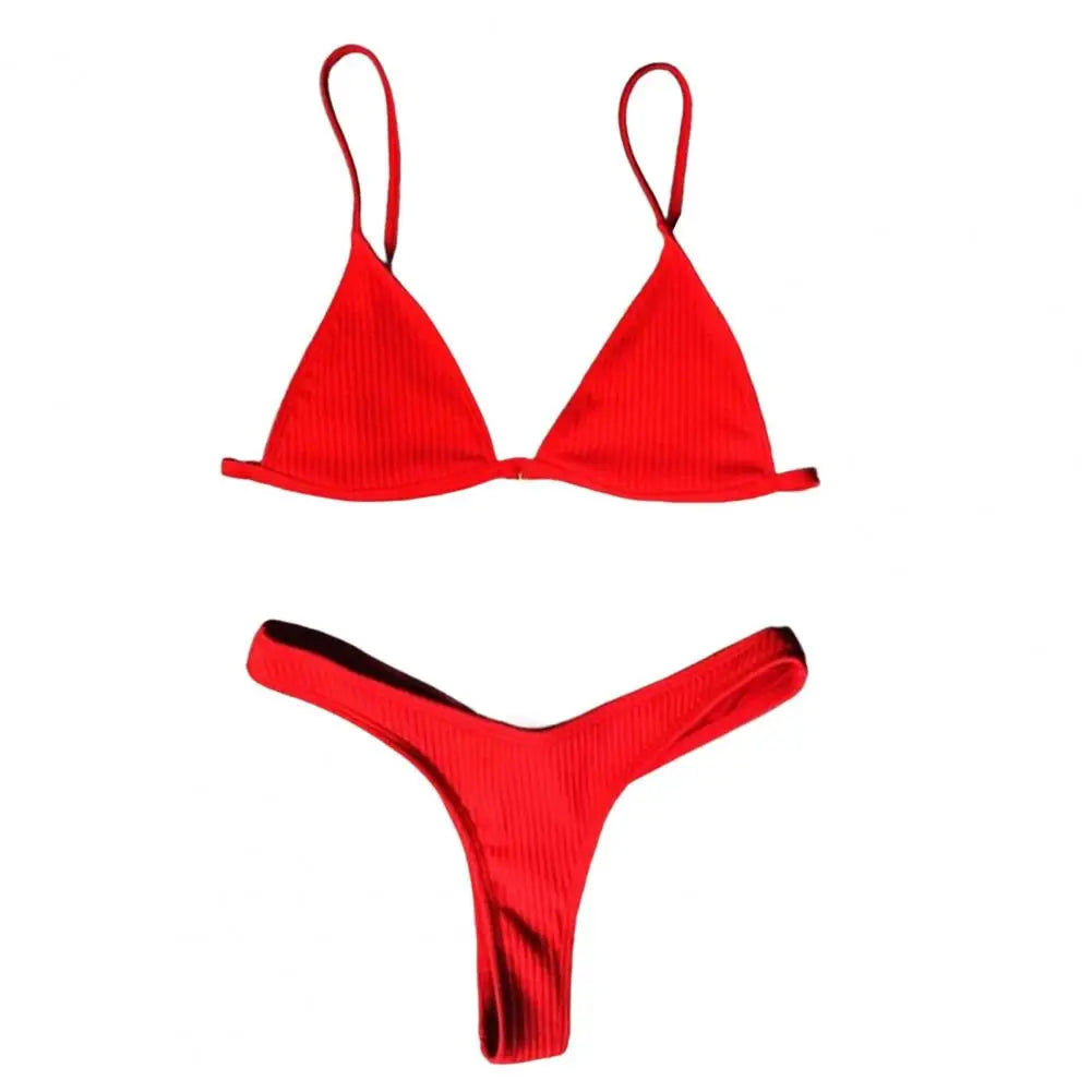 2 pezzi/set bikini da donna sexy set costumi da bagno da donna con cinturino per spaghetti senza fili ad asciugatura rapida