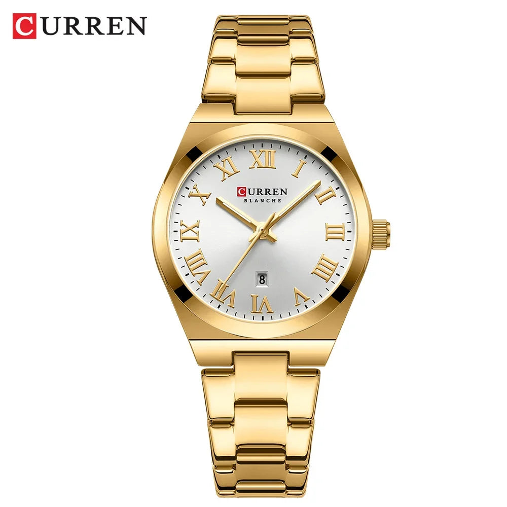 CURREN Orologio da donna, Orologi da donna, Orologi da donna, Abito alla moda impermeabile Bracciale in acciaio inossidabile Orologi analogici Data