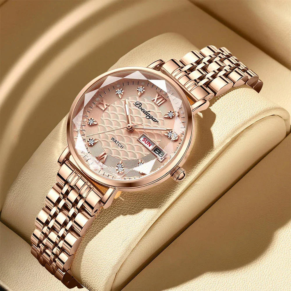Orologio da donna POEDAGAR di alta qualità, in acciaio inossidabile, raffinato orologio da polso a bracciale, impermeabile, luminoso, elegante, orologio da donna, Reloj