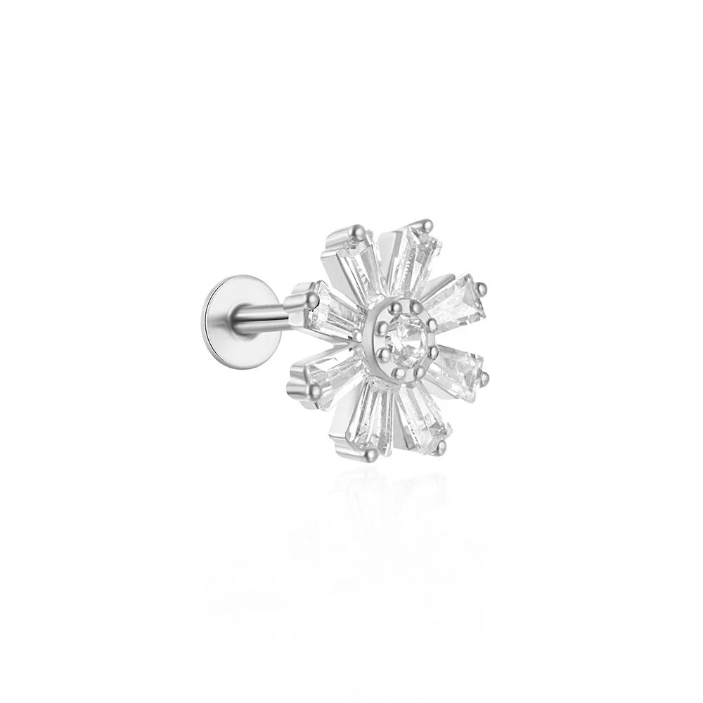 Orecchini con polsini piatti filettati con nappa tempestata di diamanti di nuovo stile, accessori per orecchie in stile europeo e americano.